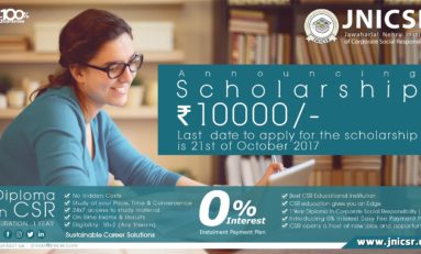 JNICSR is announcing the scholarship of ₹ 10,000 in association with Indira Gandhi National Open Education (IGNOE) for the Diploma of CSR