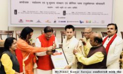 Nikhil Kumar Sarojaz conferred with the ‘Start Up Entrepreneur Award’ by Paryavaran Ratna Award