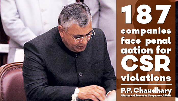 187 companies face penal action for CSR violations: by Honourable Minister  P.P Chaudhary